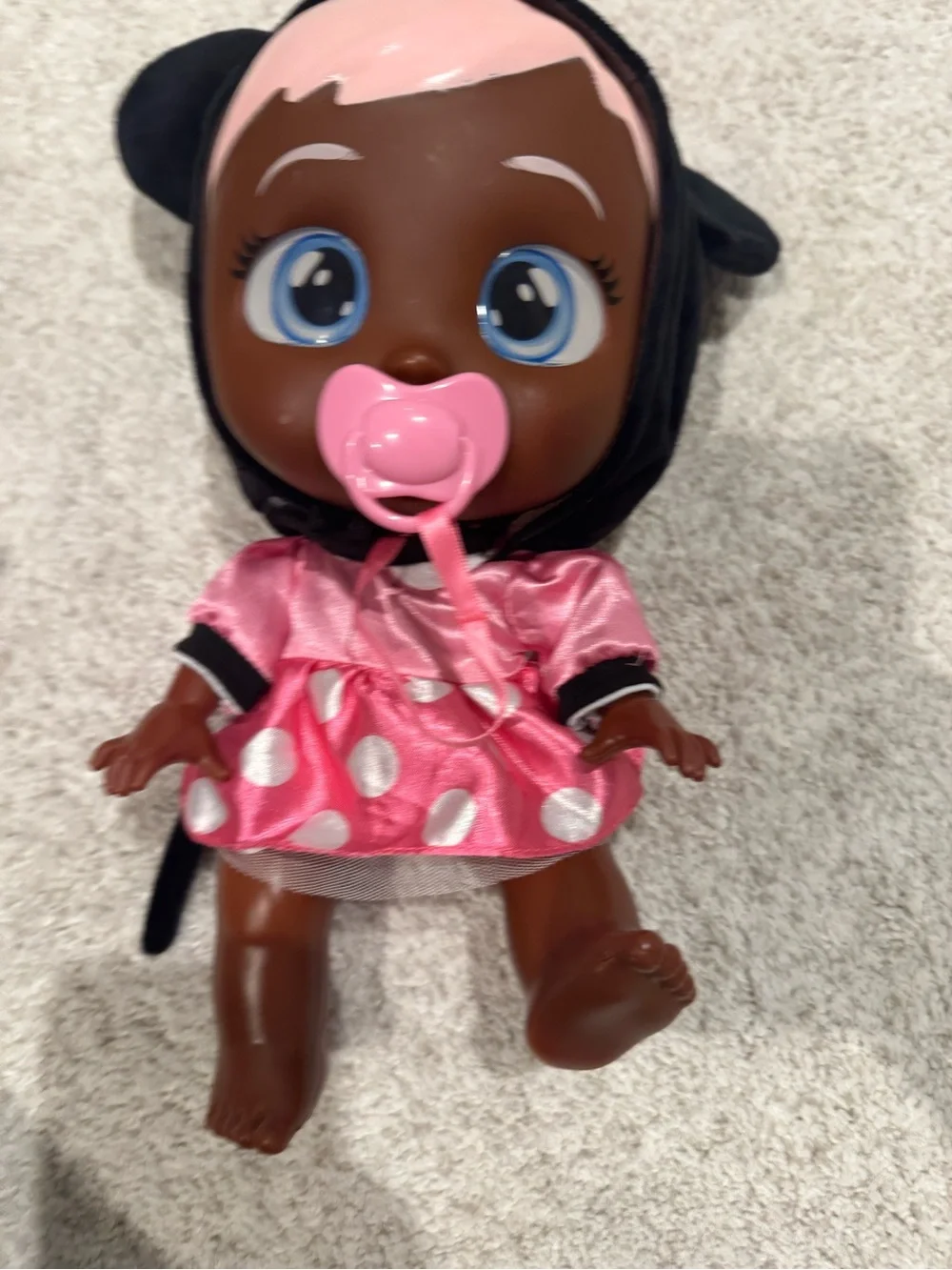 Pink Polka Dot Baby Doll with Pacifier - Kids Toy Doll